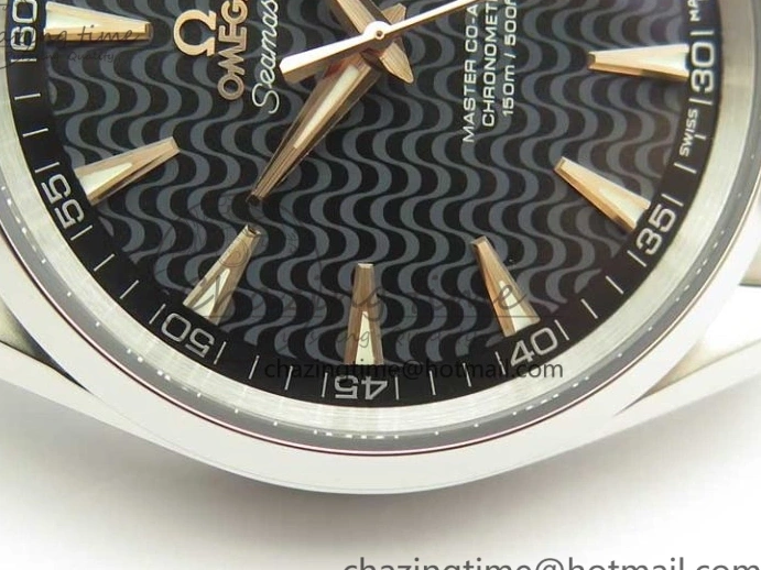 0224 FlexibleFit Aqua Terra 150M SS VSF 1:1 Best Edition Black Wave Textured Dial RG Hand on SS Bracelet A8500 Super Clone 8032